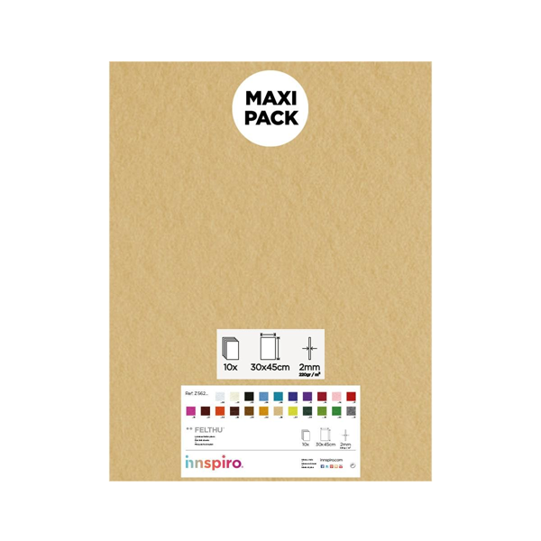 Pack 10 planchas fieltro 30x45 cm Cáscara de huevo