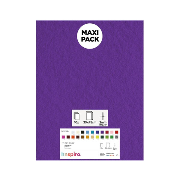 Pack 10 planchas fieltro 30x45 cm Violeta