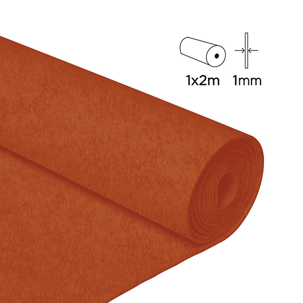 Rollo fieltro 1x2 m 1mm Naranja