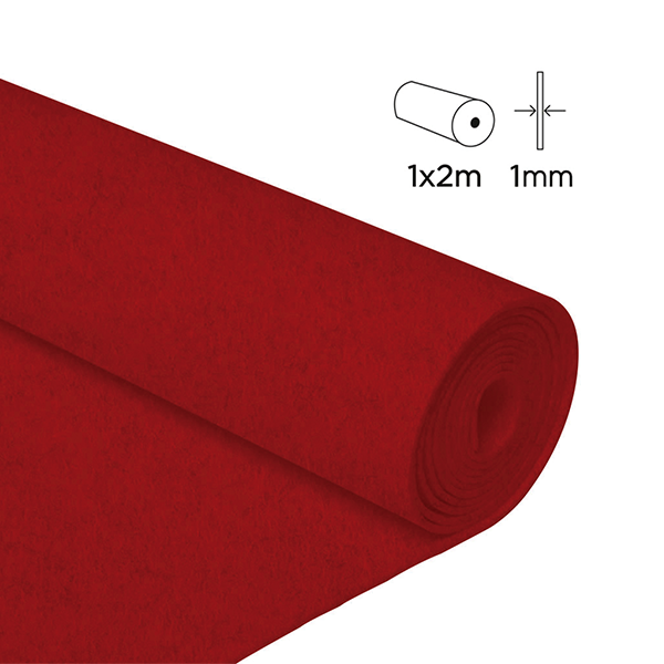 Rollo fieltro 1x2 m 1 mm Rojo