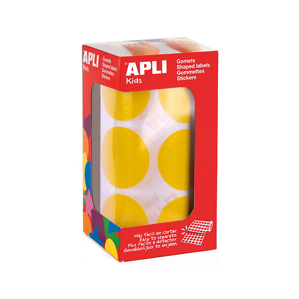 Rollo gomets Apli círculos 33 mm Amarillo