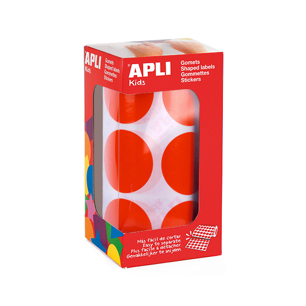 Rollo gomets Apli círculos 33 mm Rojo