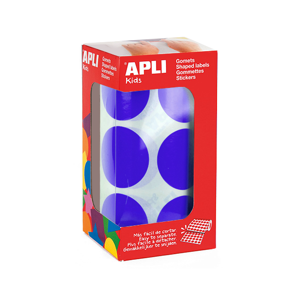 Rollo gomets Apli círculos 33 mm Azul