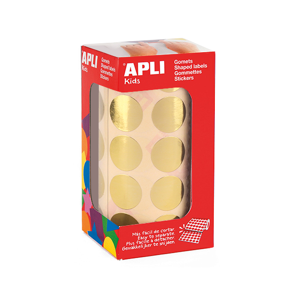 Rotlle gomets Apli 11632 cercles 20 mm Or
