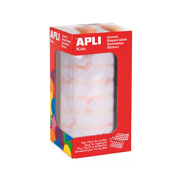 Rollo gomets Apli círculos 10,5 mm Blanco