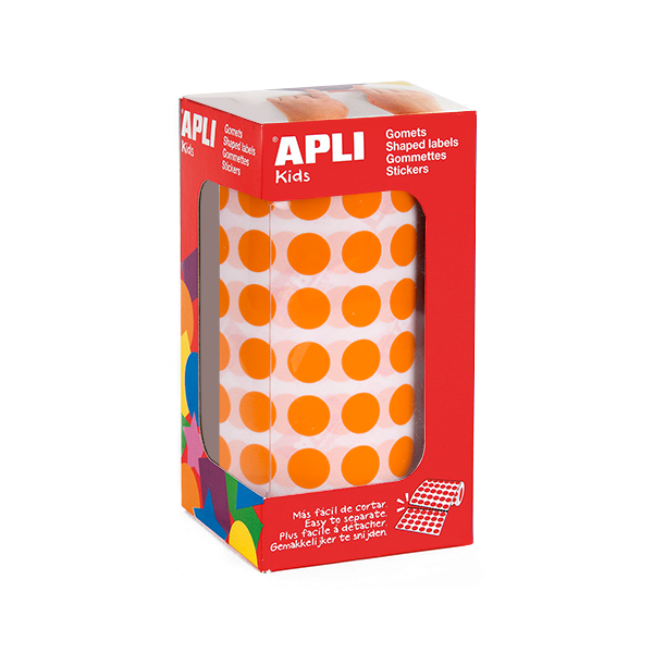 Rollo gomets Apli círculos 10,5 mm Naranja