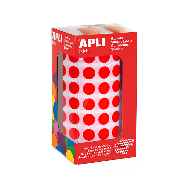 Rollo gomets Apli círculos 10,5 mm Rojo