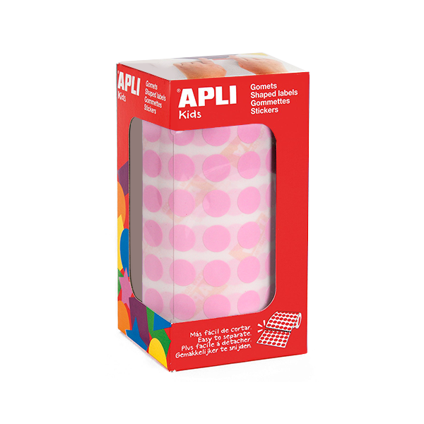 Rollo gomets Apli círculos 10,5 mm Rosa