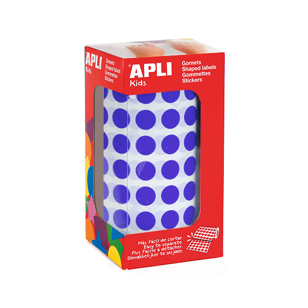 Rollo gomets Apli círculos 10,5 mm Azul