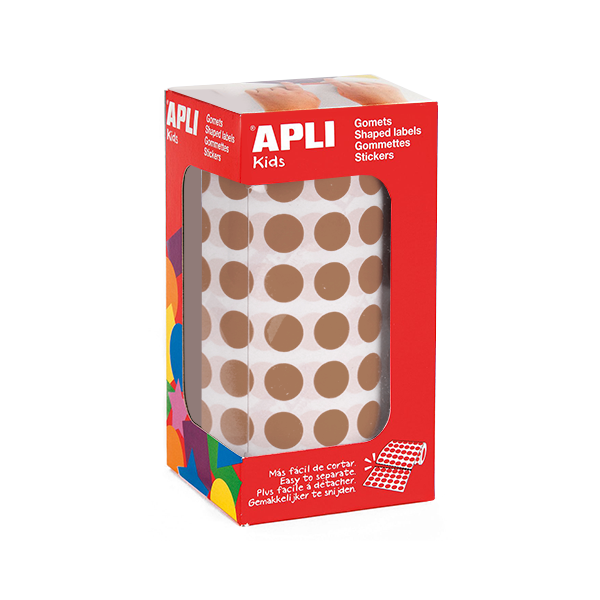 Rollo gomets Apli círculos 10,5 mm Marrón