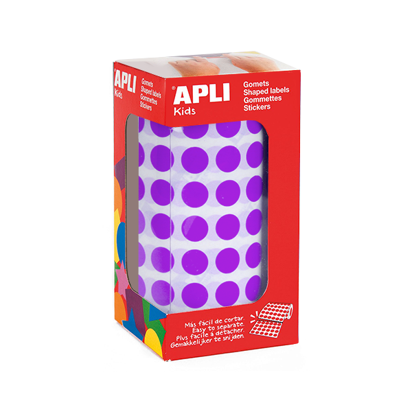 Rollo gomets Apli círculos 10,5 mm Lila