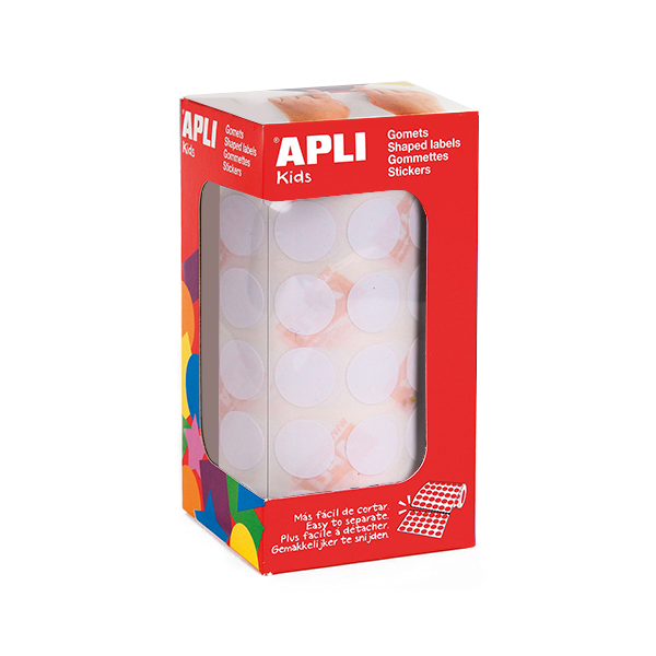 Rotlle gomets Apli cercles 15 mm Blanc