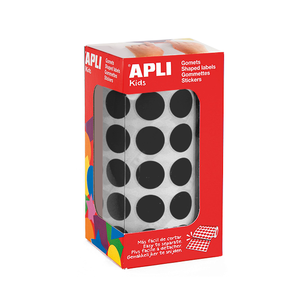 Rotlle gomets Apli cercles 15 mm Negre