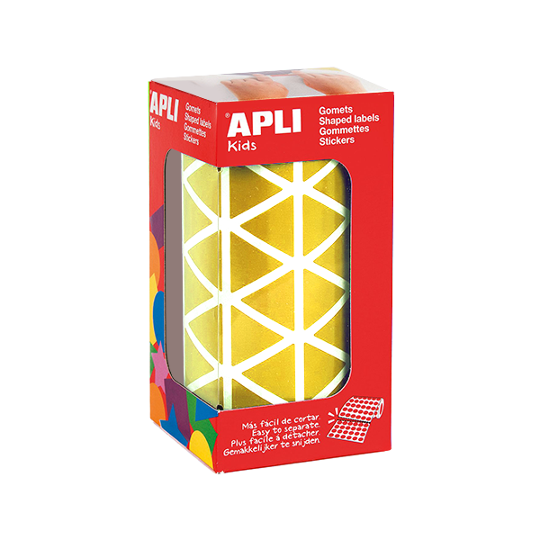 Rollo gomets Apli triángulos 20 mm Amarillo