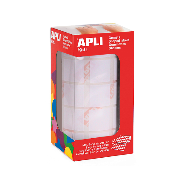Rotlle gomets Apli quadrats 20 mm Blanc