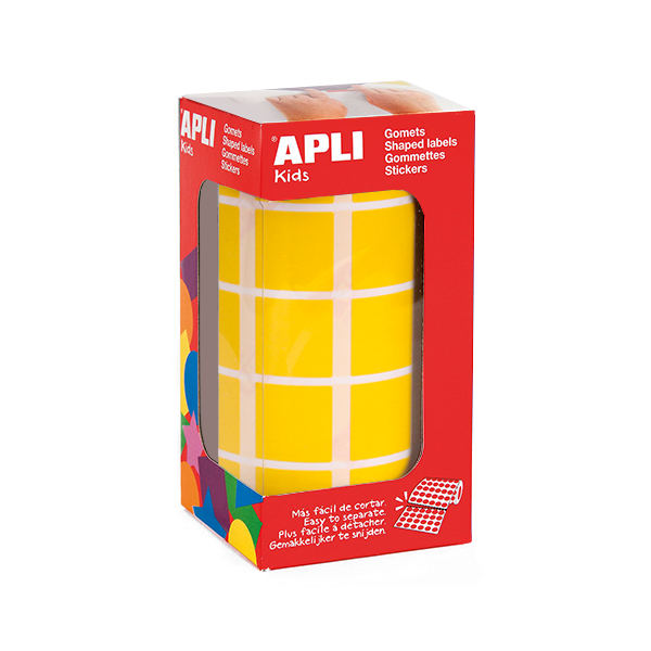 Rotlle gomets Apli quadrats 20 mm Groc