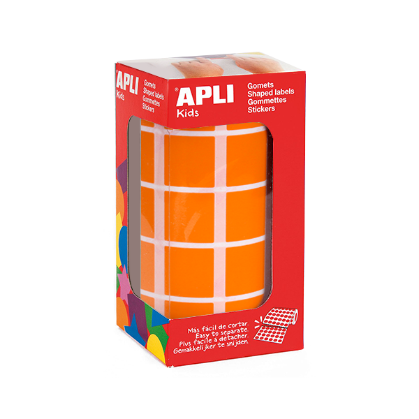 Rotlle gomets Apli quadrats 20 mm Taronja