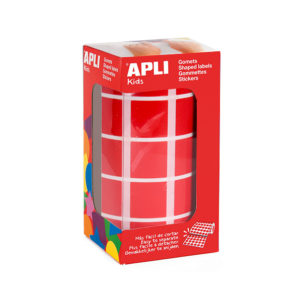 Rotlle gomets Apli quadrats 20 mm Vermell