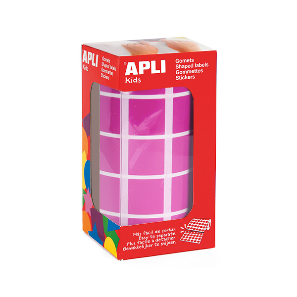 Rotlle gomets Apli quadrats 20 mm Rosa