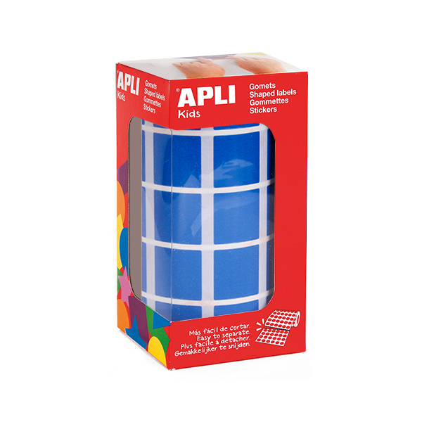 Rotlle gomets Apli quadrats 20 mm Blau
