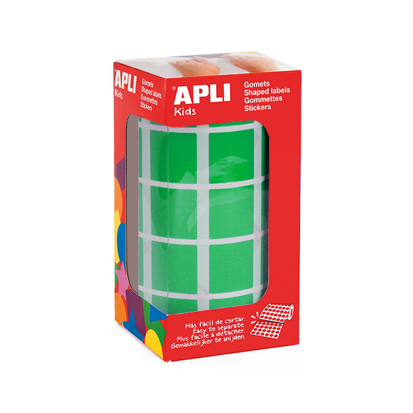 Rotlle gomets Apli quadrats 20 mm Verd