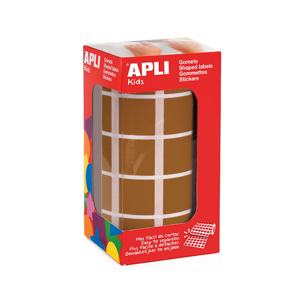Rotlle gomets Apli quadrats 20 mm Marró