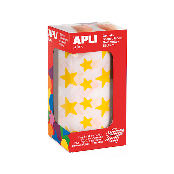 Rollo gomets Apli estrellas grandes y pequeñas Amarillo