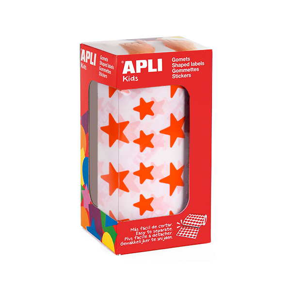 Rollo gomets Apli estrellas grandes y pequeñas Rojo