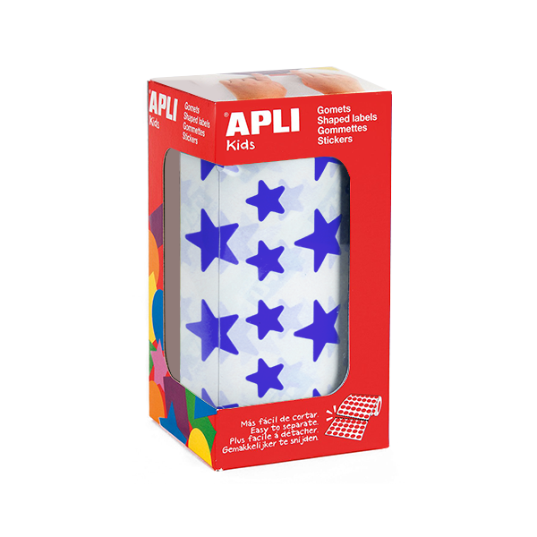 Rollo gomets Apli estrellas grandes y pequeñas Azul