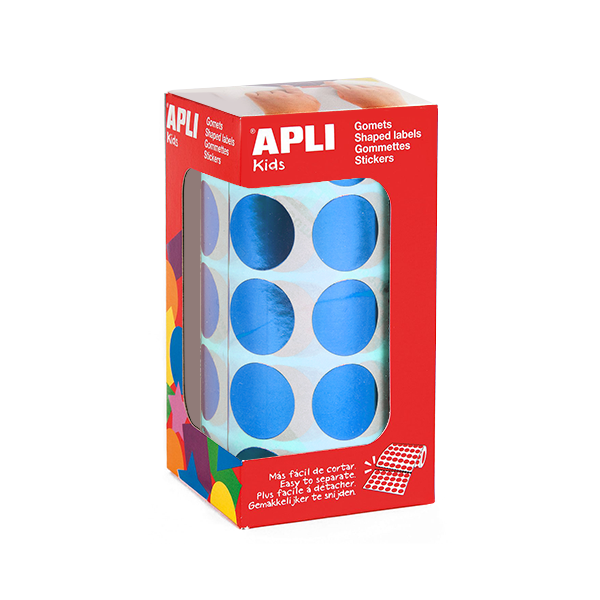 Rotlle gomets Apli cercles 20 mm Blau metal·litzat