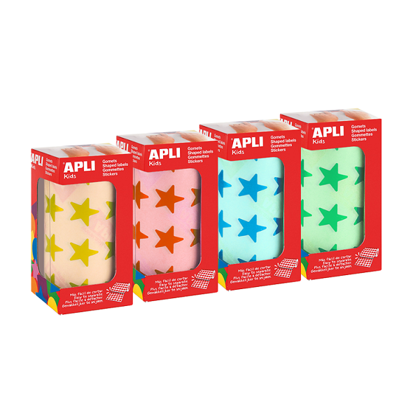 Rotlle gomets Apli metal·litzat estrelles 19,5 mm