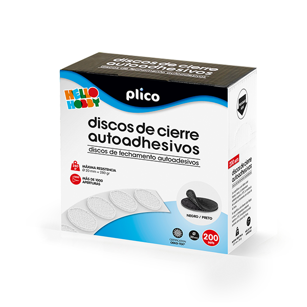 ** Caixa 200 discos tancament autoadhesiu 20 mm Negre