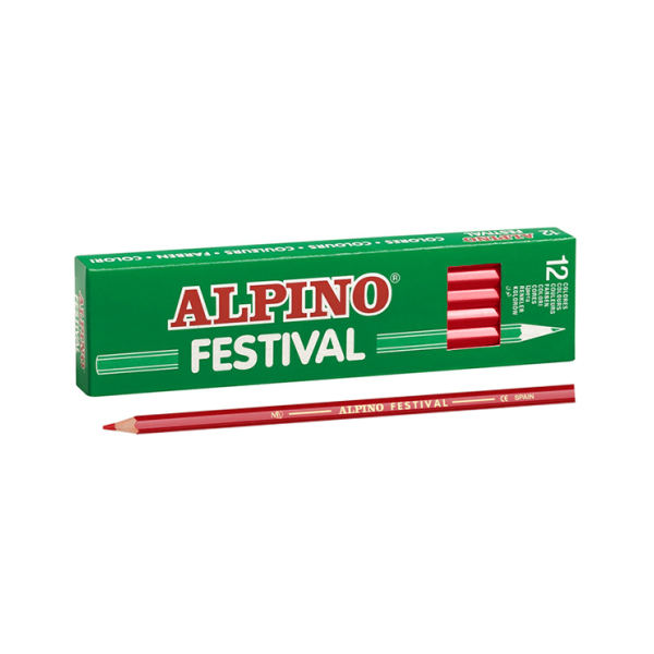 Caixa 12 llapis de colors Alpino Festival Vermell