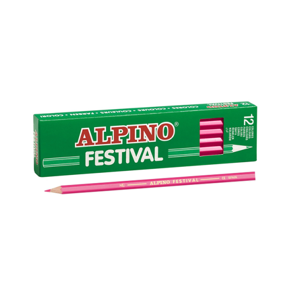 Caixa 12 llapis de colors Alpino Festival Rosa