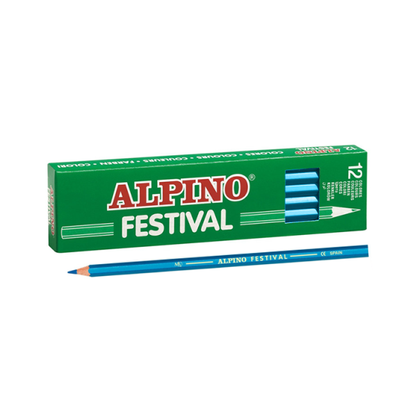 Caixa 12 llapis de colors Alpino Festival Blau clar