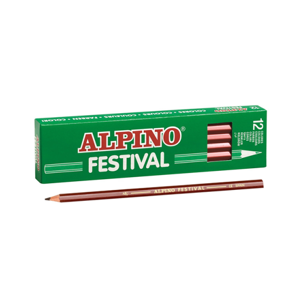 Caixa 12 llapis de colors Alpino Festival Marró fosc