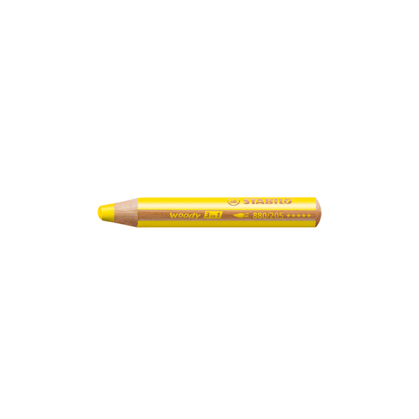 Caixa 5 llapis de colors Stabilo Woody 3 en 1 Groc