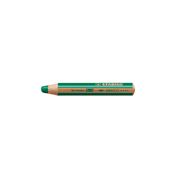 Caixa 5 llapis de colors Stabilo Woody 3 en 1 Verd fosc