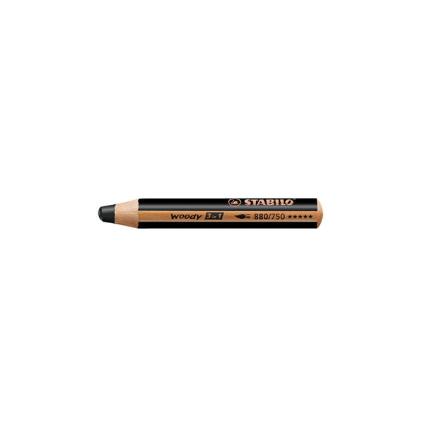 Caixa 5 llapis de colors Stabilo Woody 3 en 1 Negre