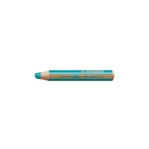 Caixa 5 llapis de colors Stabilo Woody 3 en 1 Blau turquesa