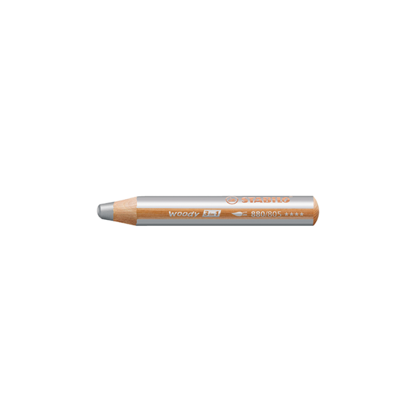 Caixa 5 llapis de colors Stabilo Woody 3 en 1 Plata