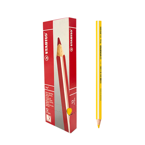 Caixa 12 llapis de colors Stabilo Trio Thick Groc