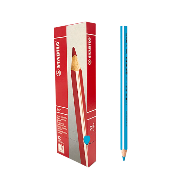 Caixa 12 llapis de colors Stabilo Trio Thick Blau Clar