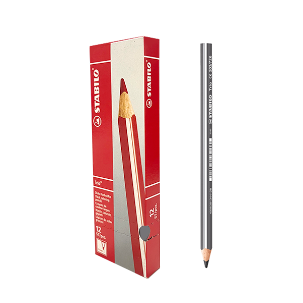 Caixa 12 llapis de colors Stabilo Trio Thick Gris