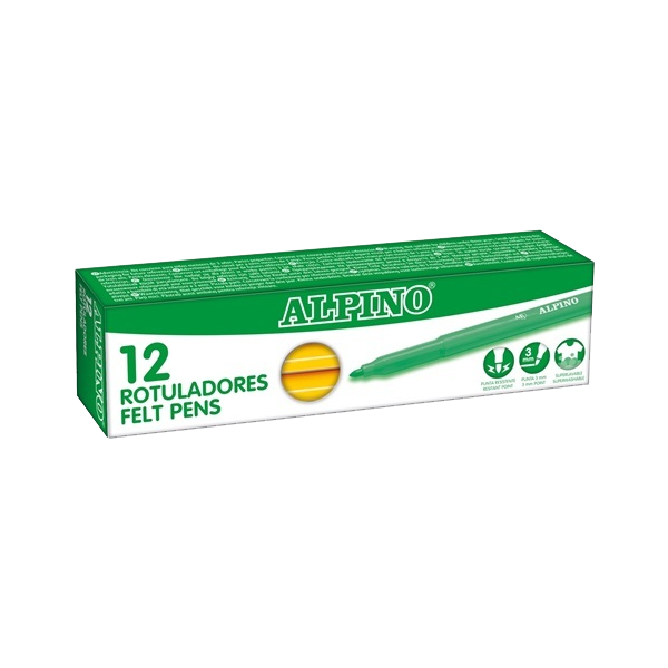 Caixa 12 retoladors Alpino Standard Groc
