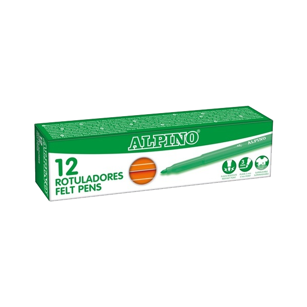 Caixa 12 retoladors Alpino Standard Taronja