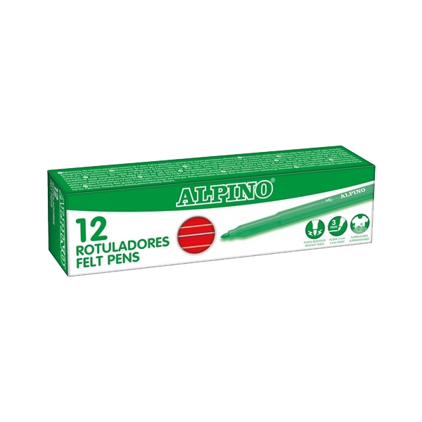 Caixa 12 retoladors Alpino Standard Vermell