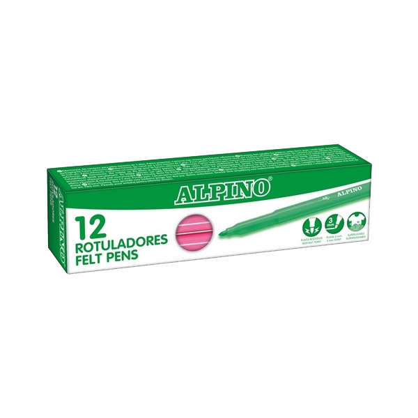 Caixa 12 retoladors Alpino Standard Rosa