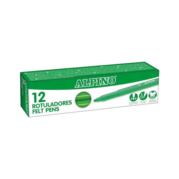 Caixa 12 retoladors Alpino Standard Verd Clar