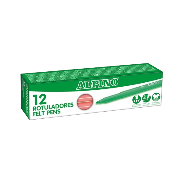 Caixa 12 retoladors Alpino Standard Salmó